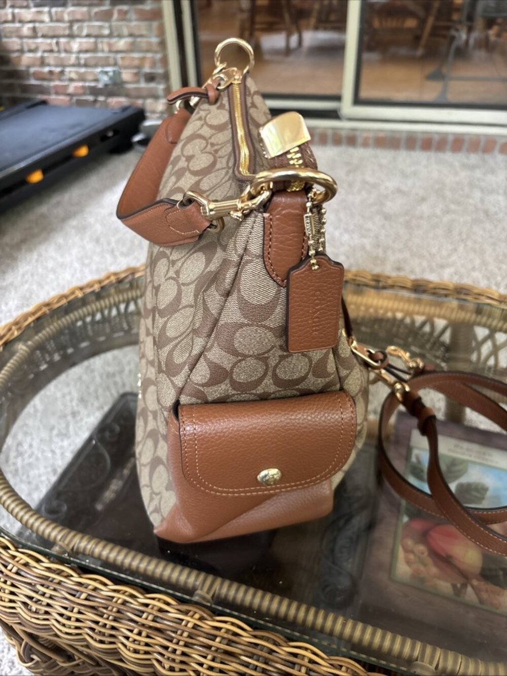 coach pennie shoulder bag Tan Signature With New Shoulder Strap - Picture 3 of 13